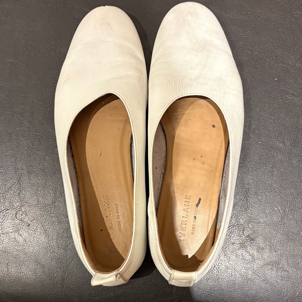 Everlane Women's Cream Leather Flats